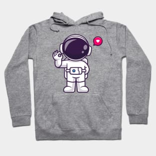 Cute Astronaut With Ok Sign Hand Cartoon Hoodie